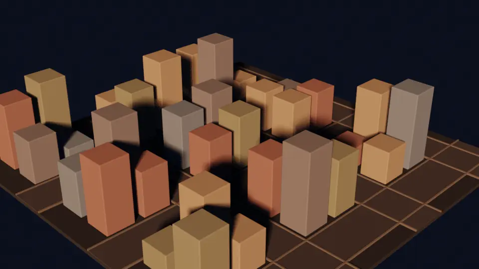 A city rendered in Blender by an AI assistant through MCP