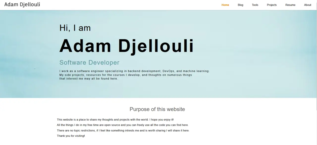 Personal Website project preview