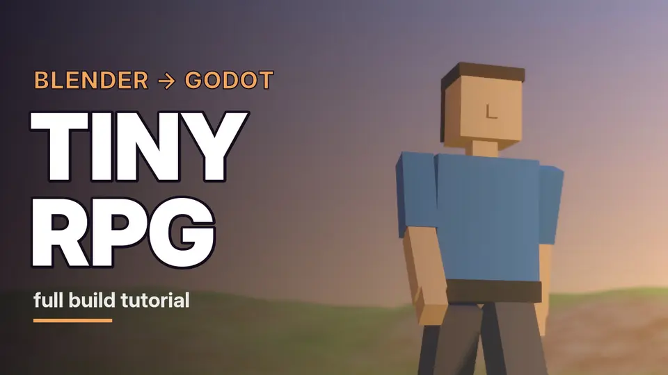 Tiny RPG: a low-poly hero built in Blender, standing in a Godot scene